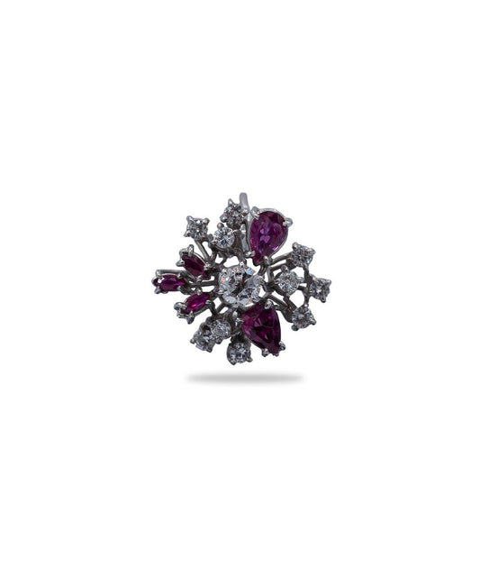 Anillo en flor con diamantes y rubíes - Riviere Joyeros