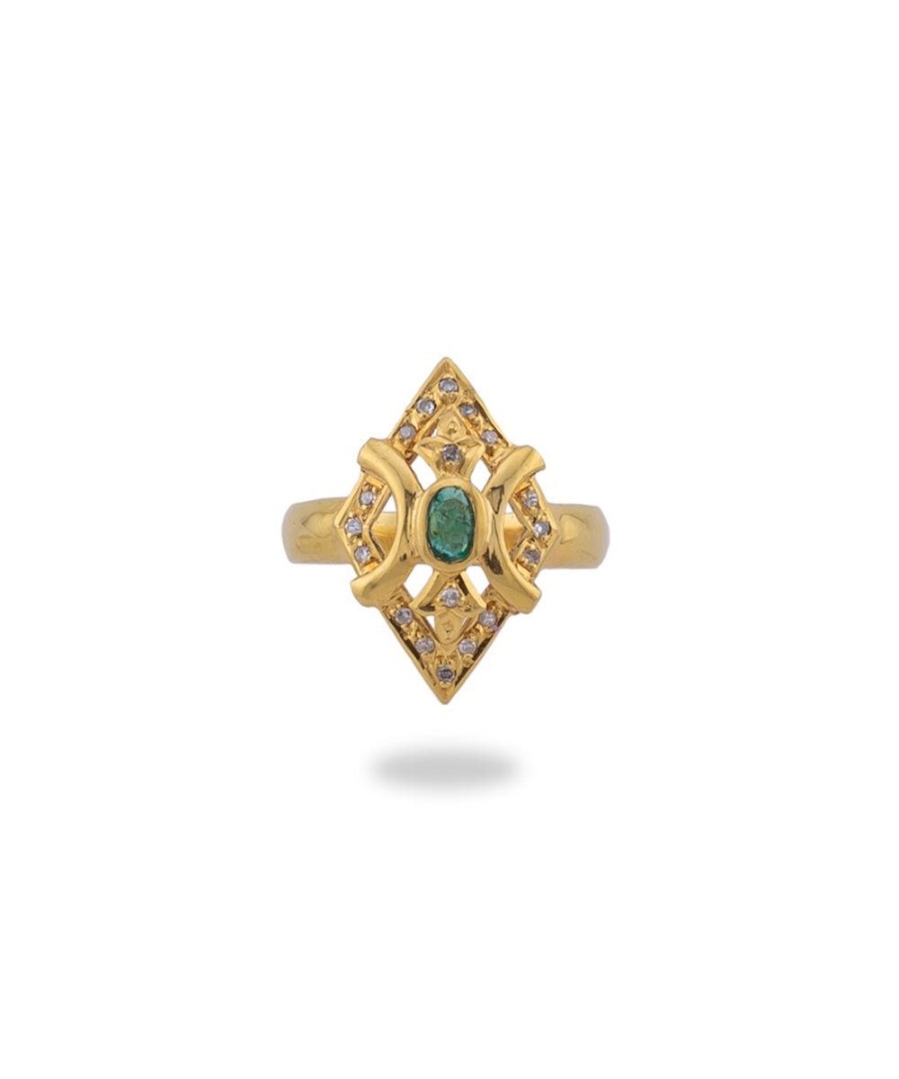 Anillo vintage con esmeralda y diamantes - Riviere Joyeros