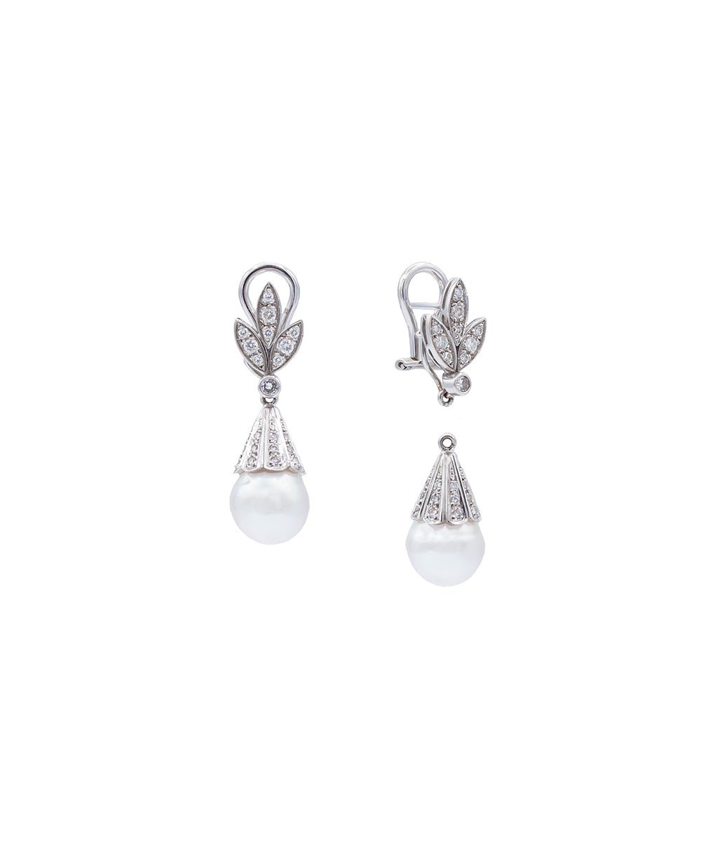 Pendientes desmontables con perla australiana y diamantes - Riviere Joyeros