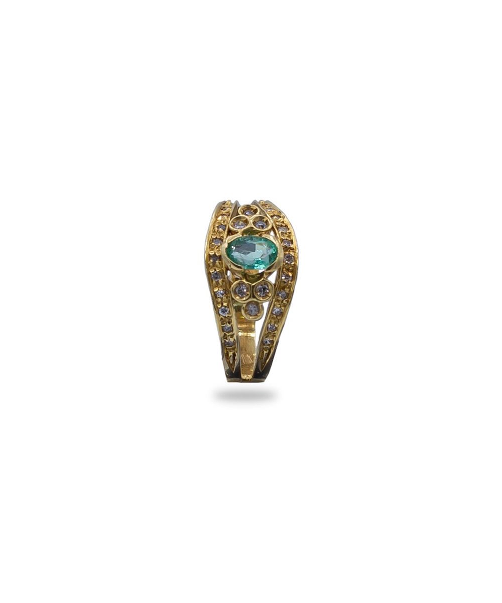 Anillo vintage con esmeralda y diamantes - Riviere Joyeros