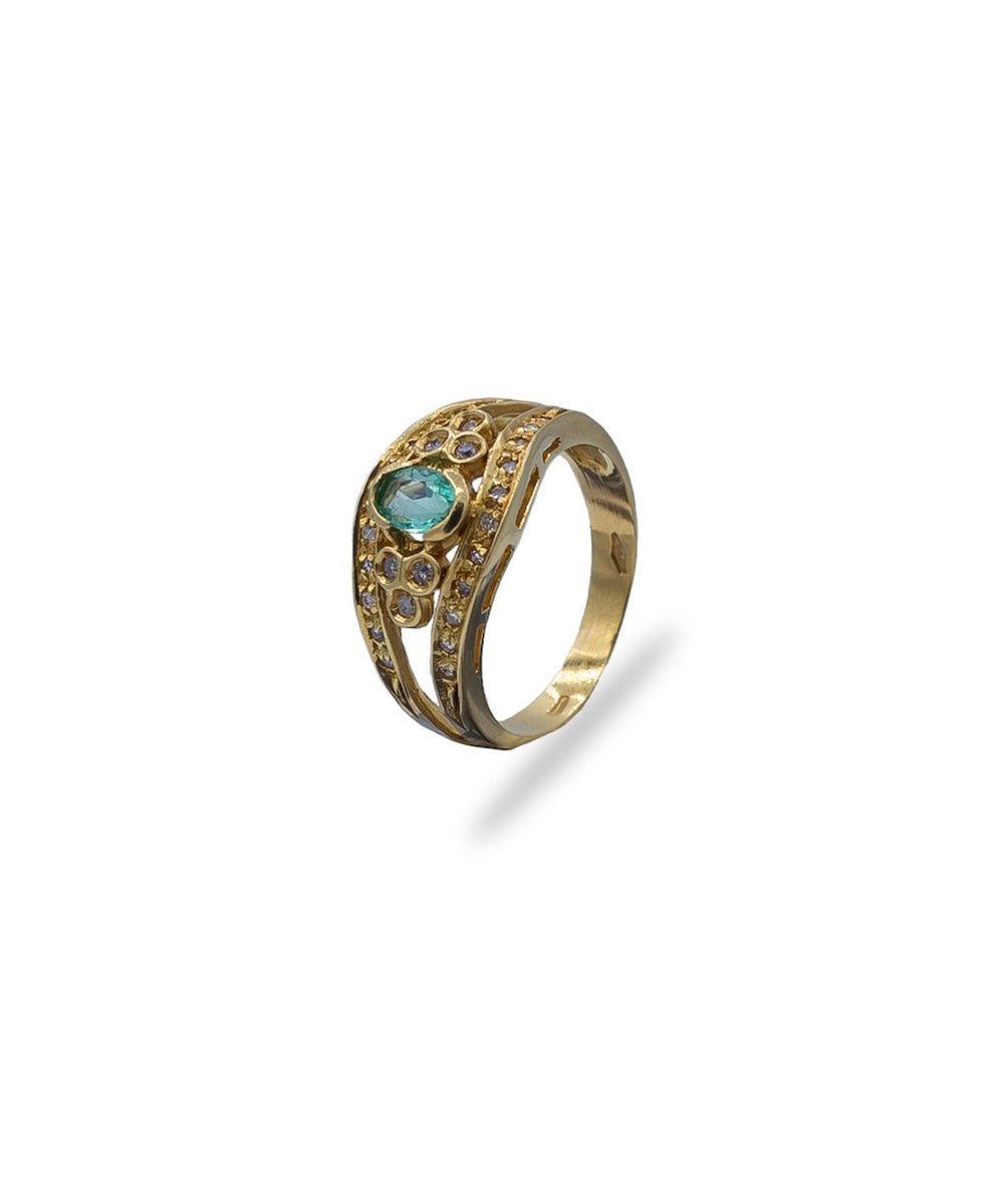 Anillo vintage con esmeralda y diamantes - Riviere Joyeros