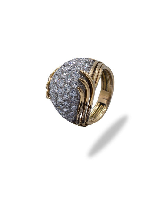 Sortija bombé vintage con pavé de brillantes - Riviere Joyeros